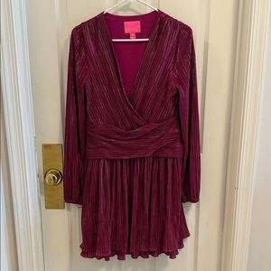 Lilly Pulitzer gold metallic and plum Long Sleeve Dress